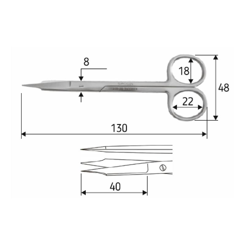 Ножиці J-22-232 Goldman Fox 13 см, гострий/гострий, прямі.